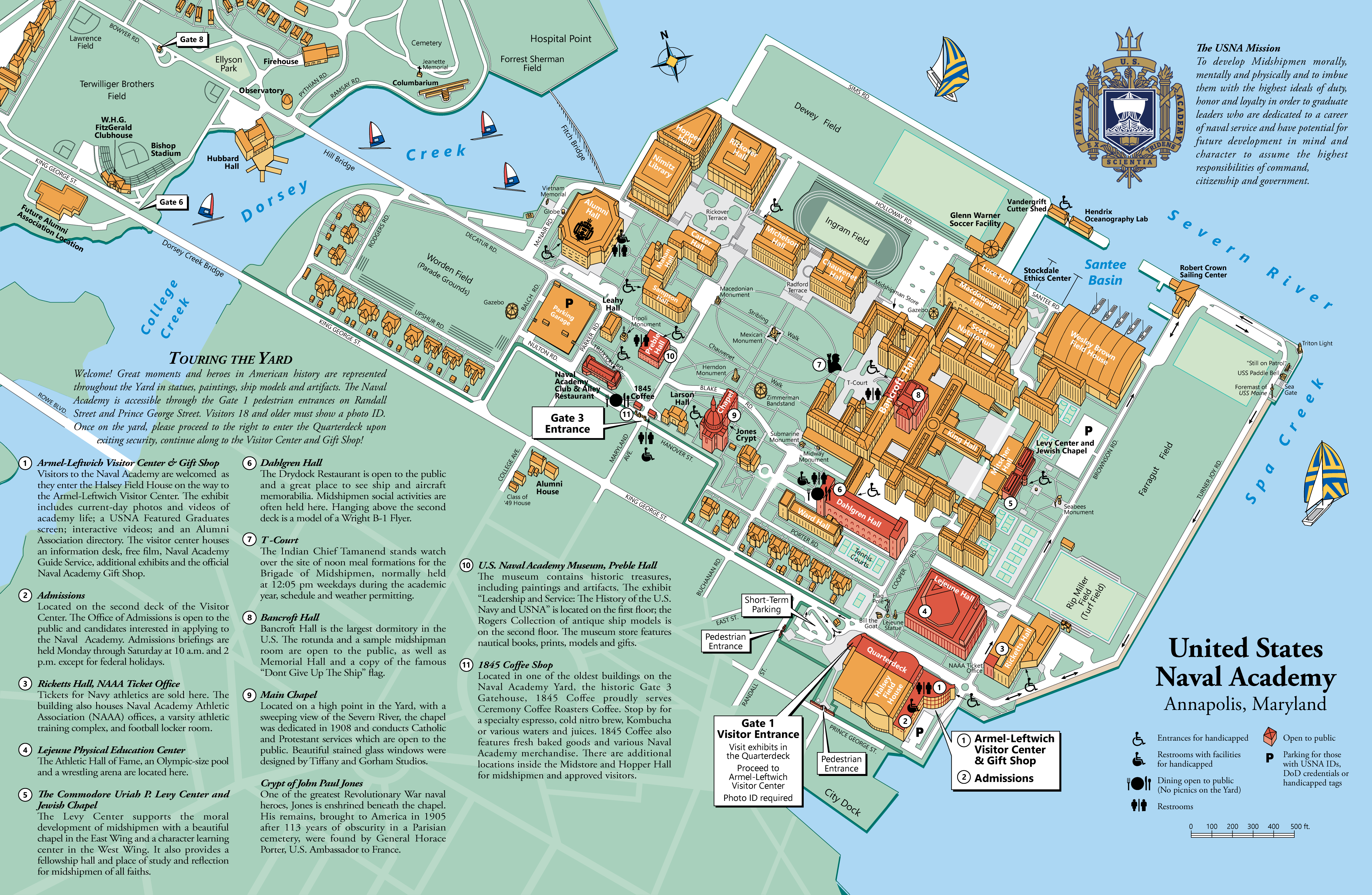 Map of the United States Naval Academy Yard in Annapolis, Maryland